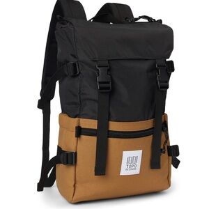 Topo Designs Two-Tone Backpack in Black and Tan